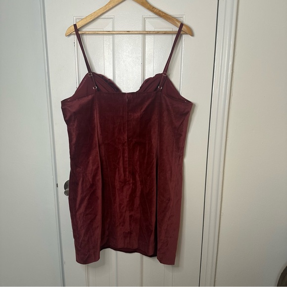 MICHAEL KORS Burgundy Velvet Mini Dress Velour Holiday Dark Valentines Plus 16 - Picture 3 of 8